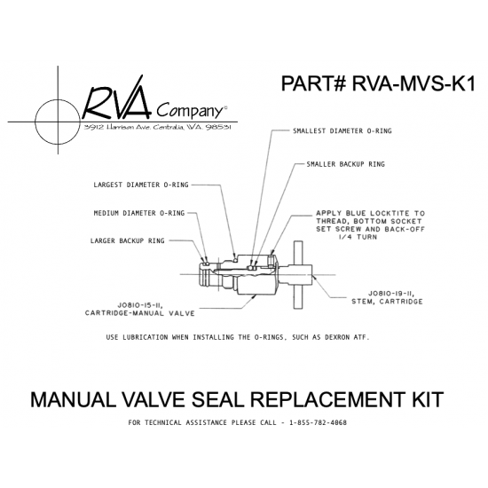 RVA-MVS-K1 - RVA Manual Valve Seal Kit Set
